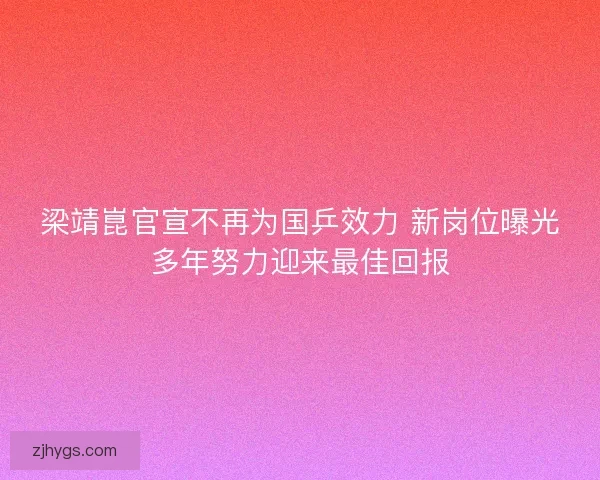 梁靖崑官宣不再为国乒效力 新岗位曝光多年努力迎来最佳回报