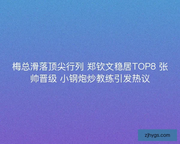梅总滑落顶尖行列 郑钦文稳居TOP8 张帅晋级 小钢炮炒教练引发热议 梅总滑落顶尖行列 郑钦文稳居TOP8 张帅晋级 小钢炮炒教练引发热议